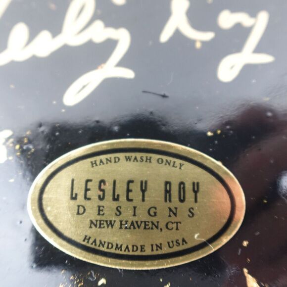 Lesley Roy Reverse Glass Art Hand Painted Lepidoptera Salad Plate Signed Vintage - Picture 10 of 11